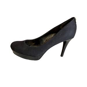 Tahari Classic Black Round Toe Fabric Platform Heels 7